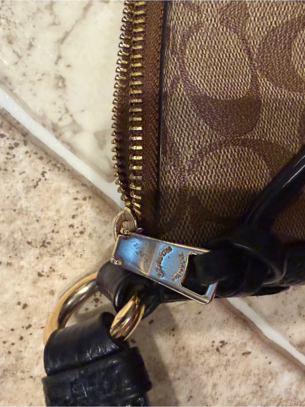 Coach Ellie Brown and Black Signature Canvas Crossbody Bag